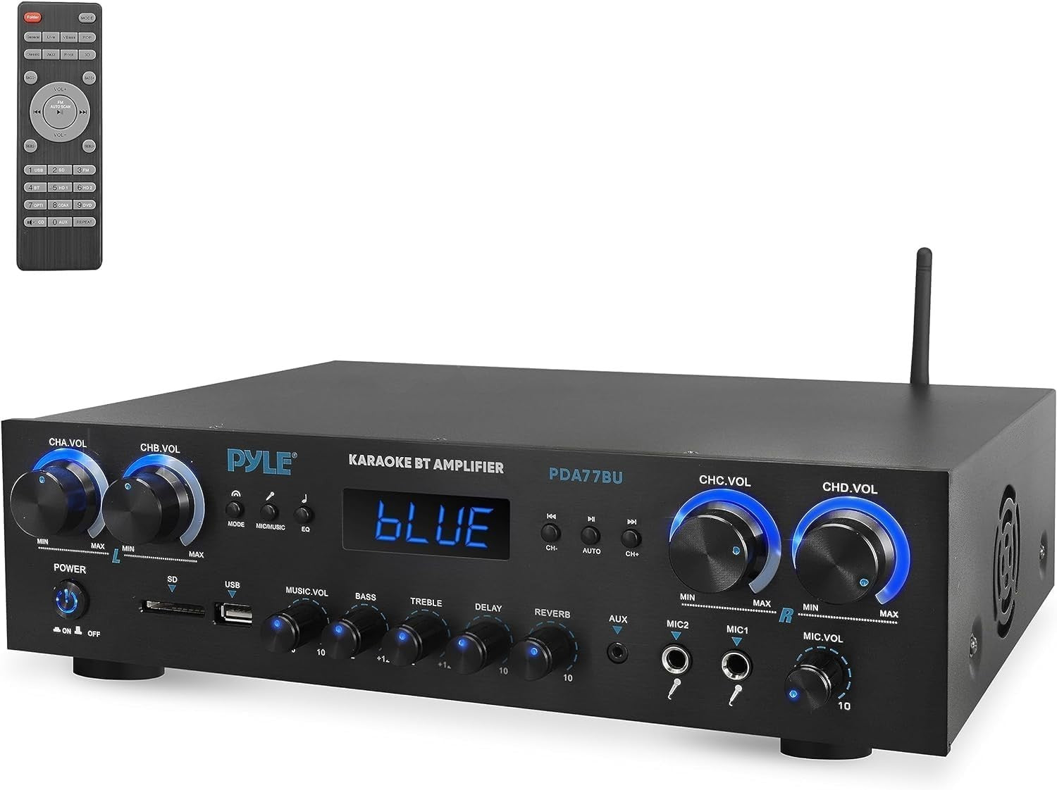Bluetooth 800W 4 Channel Stereo Amplifier 5.1 FM Karaoke RCA