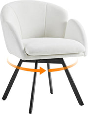 Swivel Chenille Tub Chair White Accent Vanity Armchair