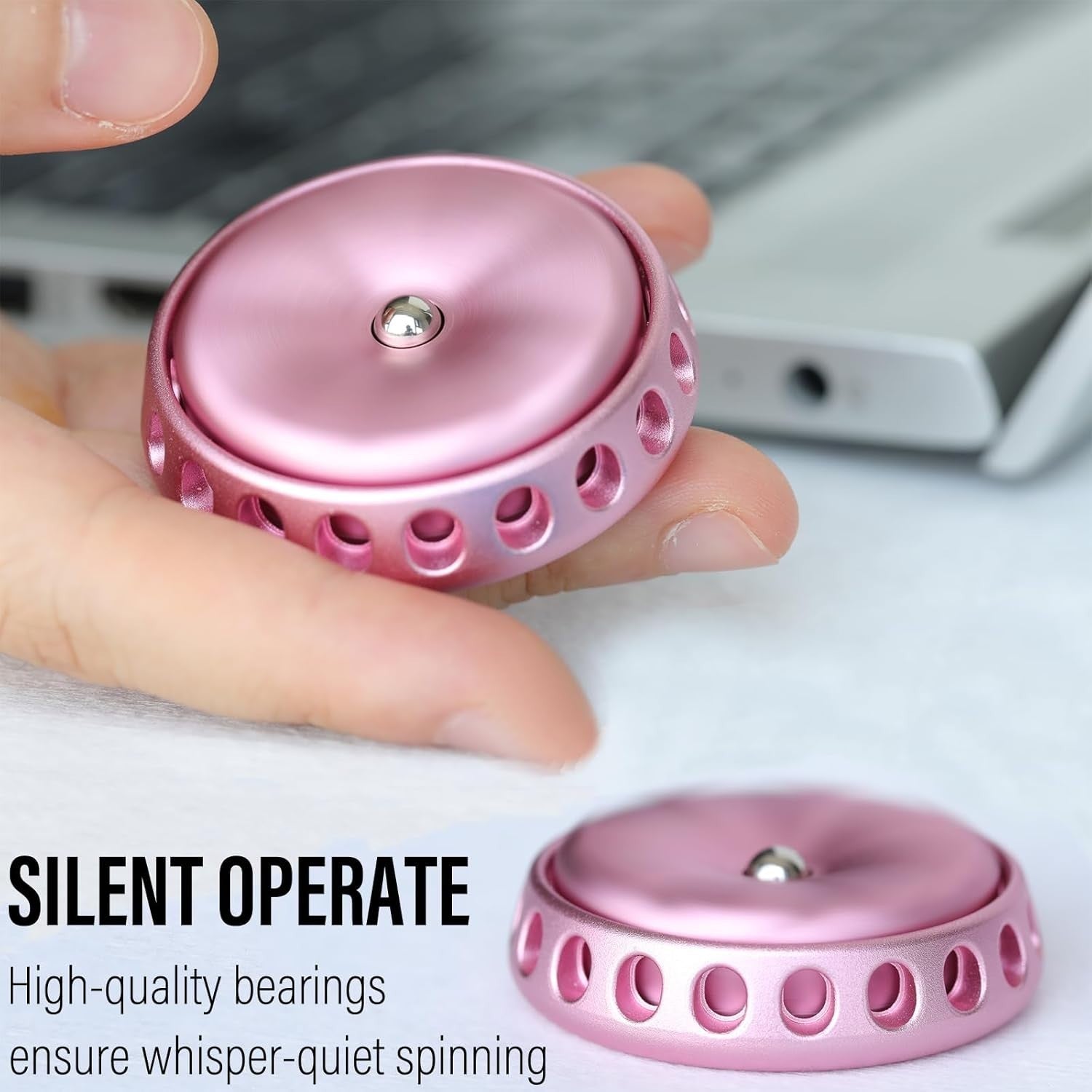 Pink Flower Metal Fidget Spinner Silent DIY Coin Top Slider