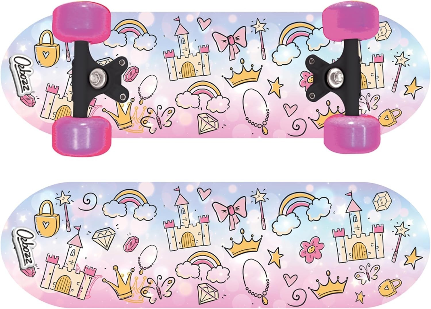 17" Kids Skateboard Light Up Wheels Princess Beginner Board Girls Gift