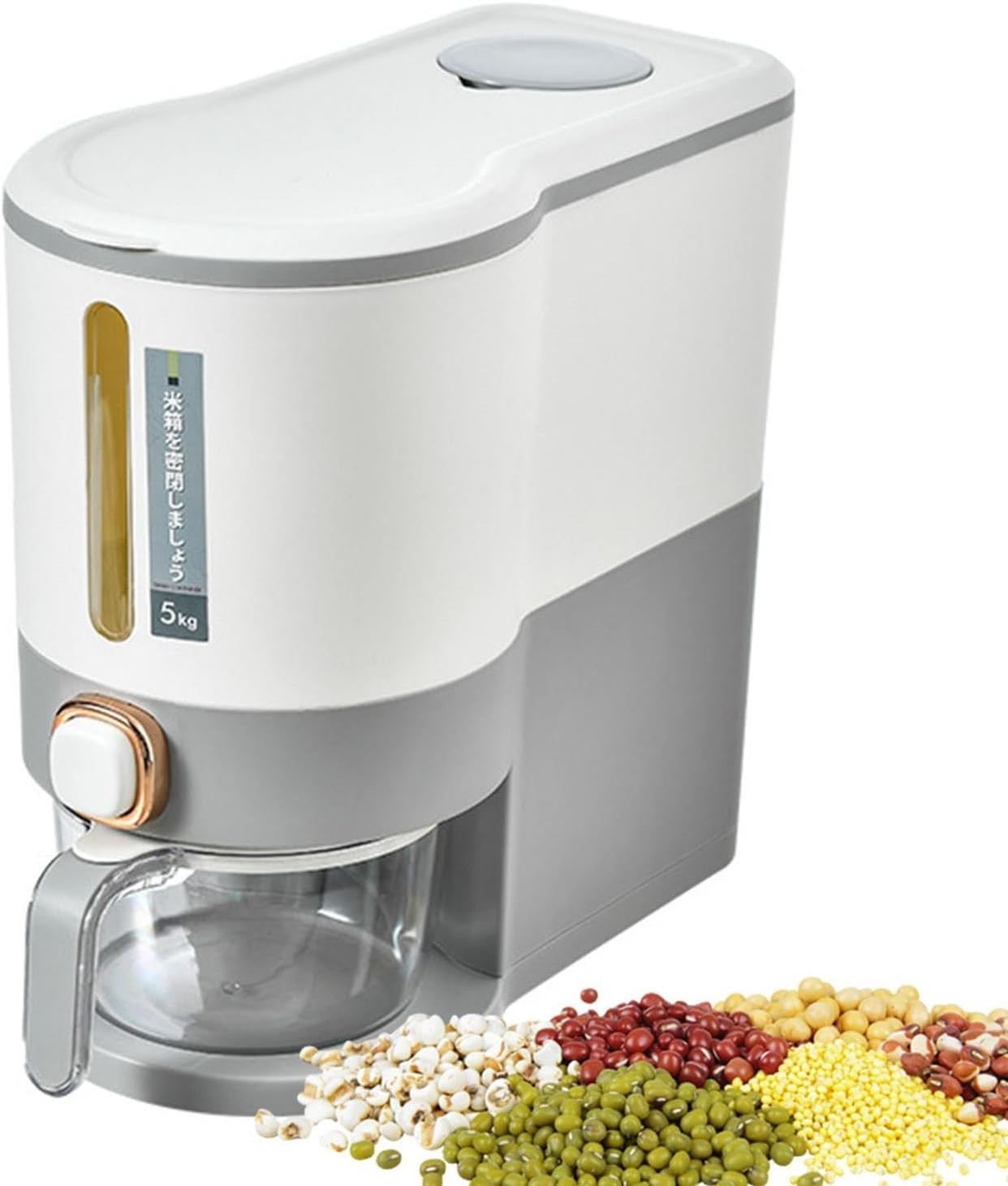 5KG 10KG Press Type Rice Dispenser Storage Container with Measuring Cup