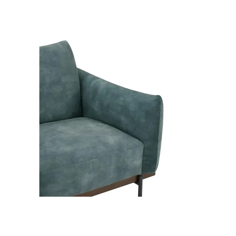 3 Seater Petrol Blue Velvet Sofa Modern Pillow Cushions Metal Legs