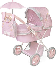 Folding Dolls Pram Pushchair with Parasol Lightweight Luxury Design