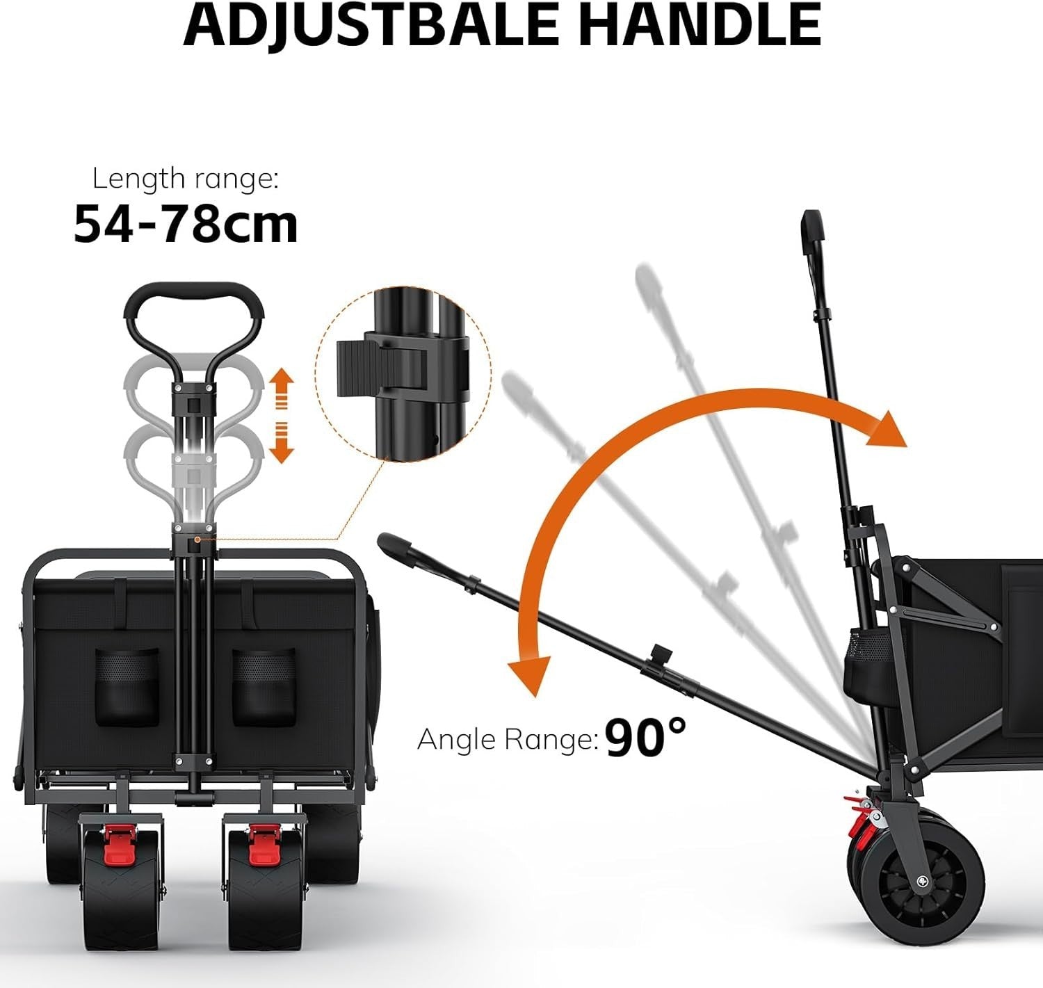 Black 250L Folding Camping Wagon Heavy Duty Festival Trolley 330lbs All-Terrain