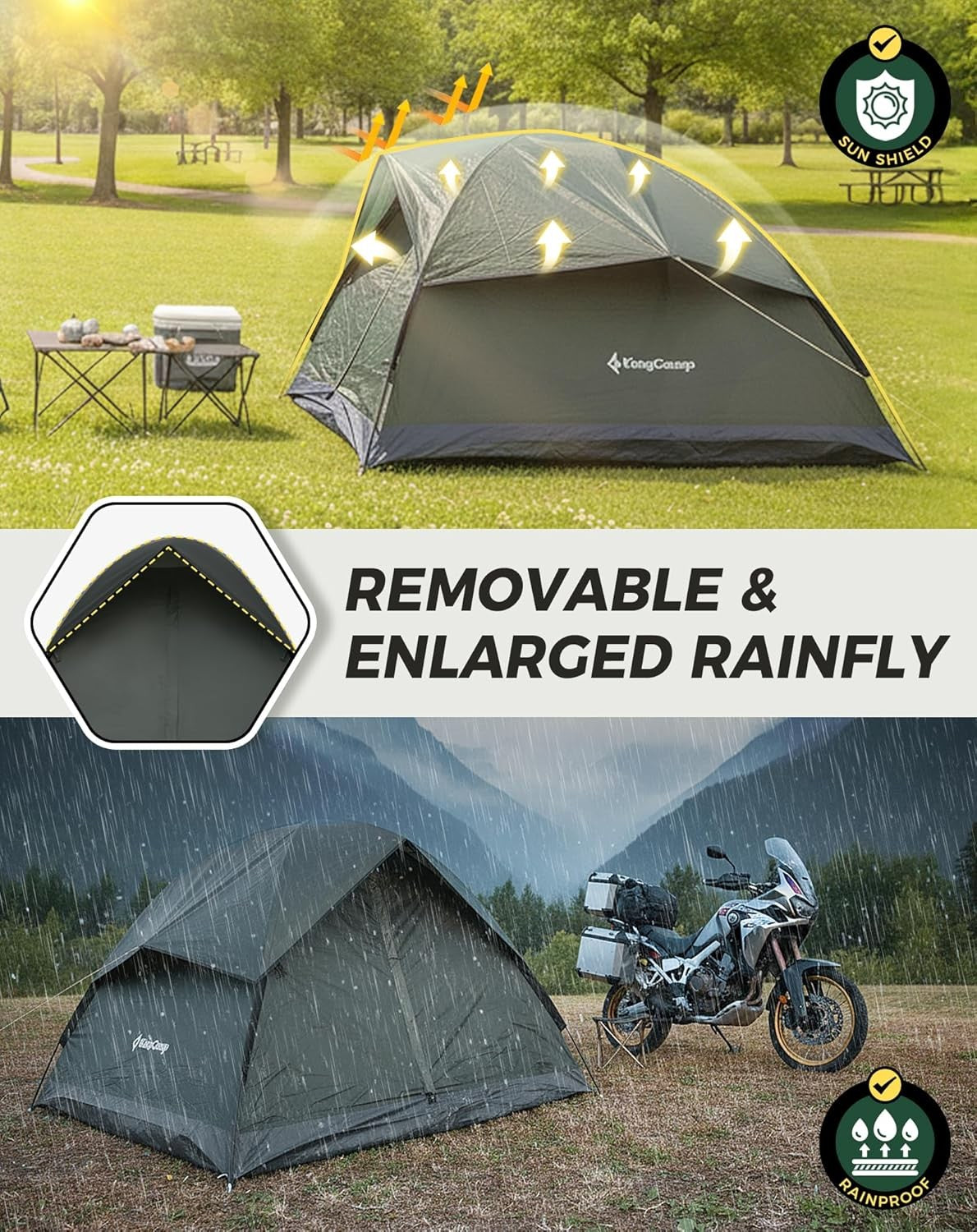 KingCamp 2-Person Ultralight Waterproof Dome Tent – Backpack Friendly