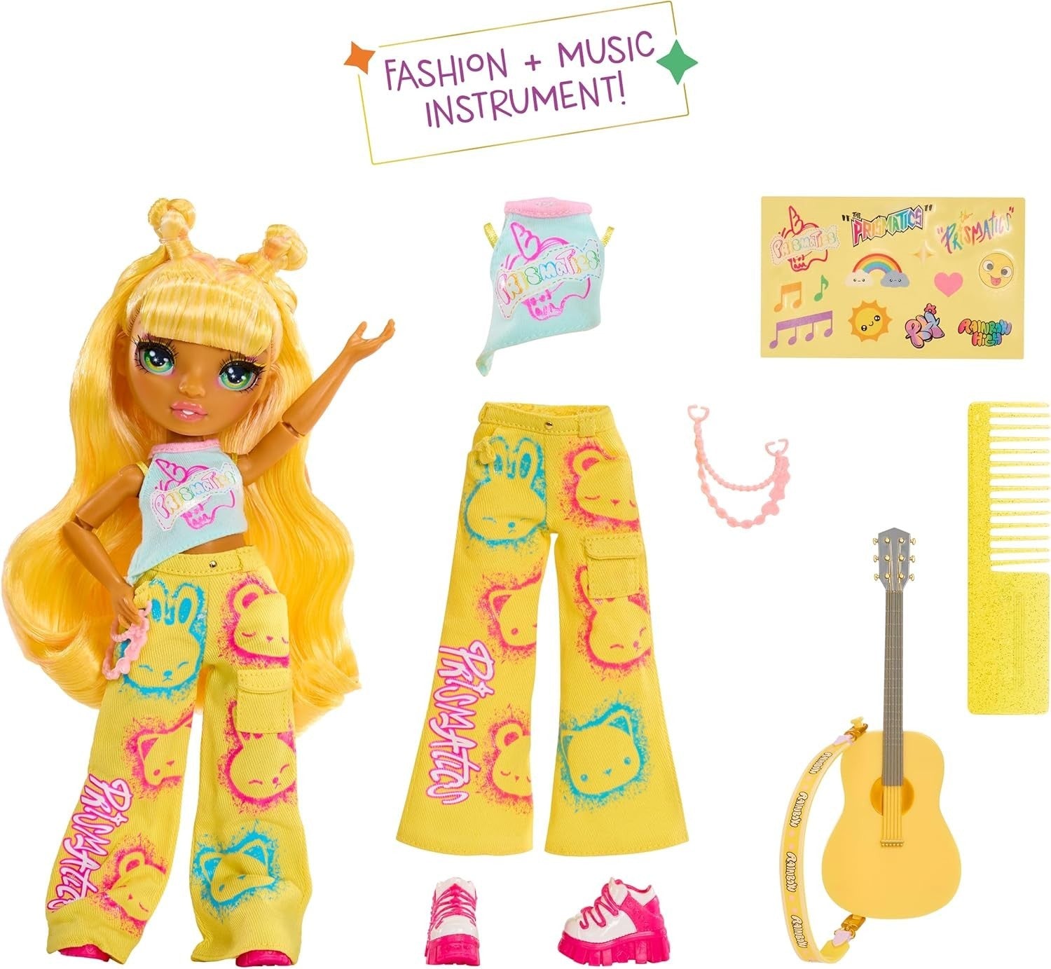 23cm Fashion Doll Rock Band Guitar Stickers Posable Toy