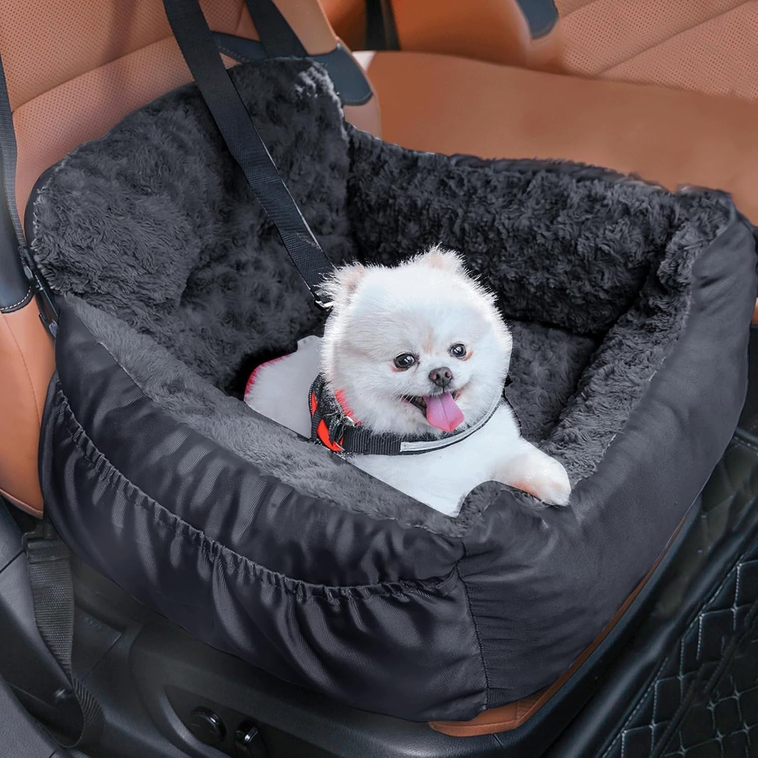 Luxury Dog Booster Car Seat Memory Foam Travel Bed Washable Black