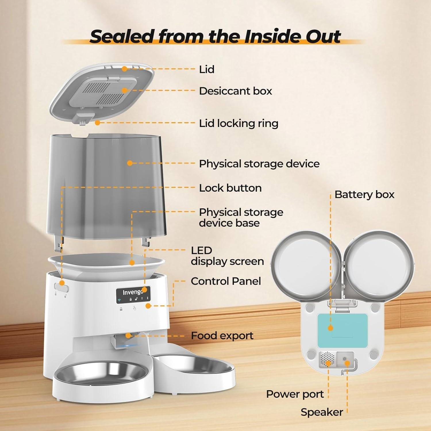 5L WiFi Automatic Cat Feeder Dual Bowl App Control Pet Food Dispenser