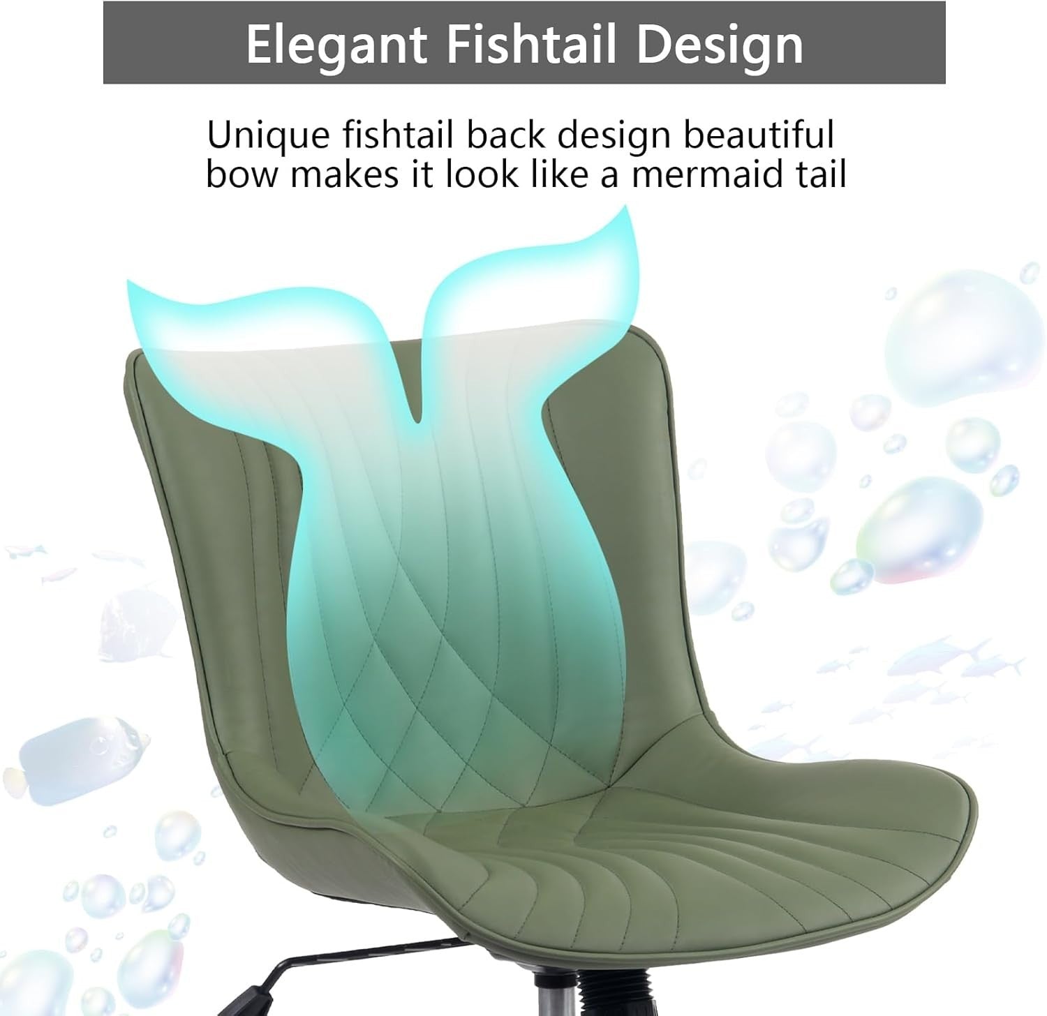 Ergonomic Office Chair Faux Leather Swivel Adjustable Height Desk Task Seat Gree