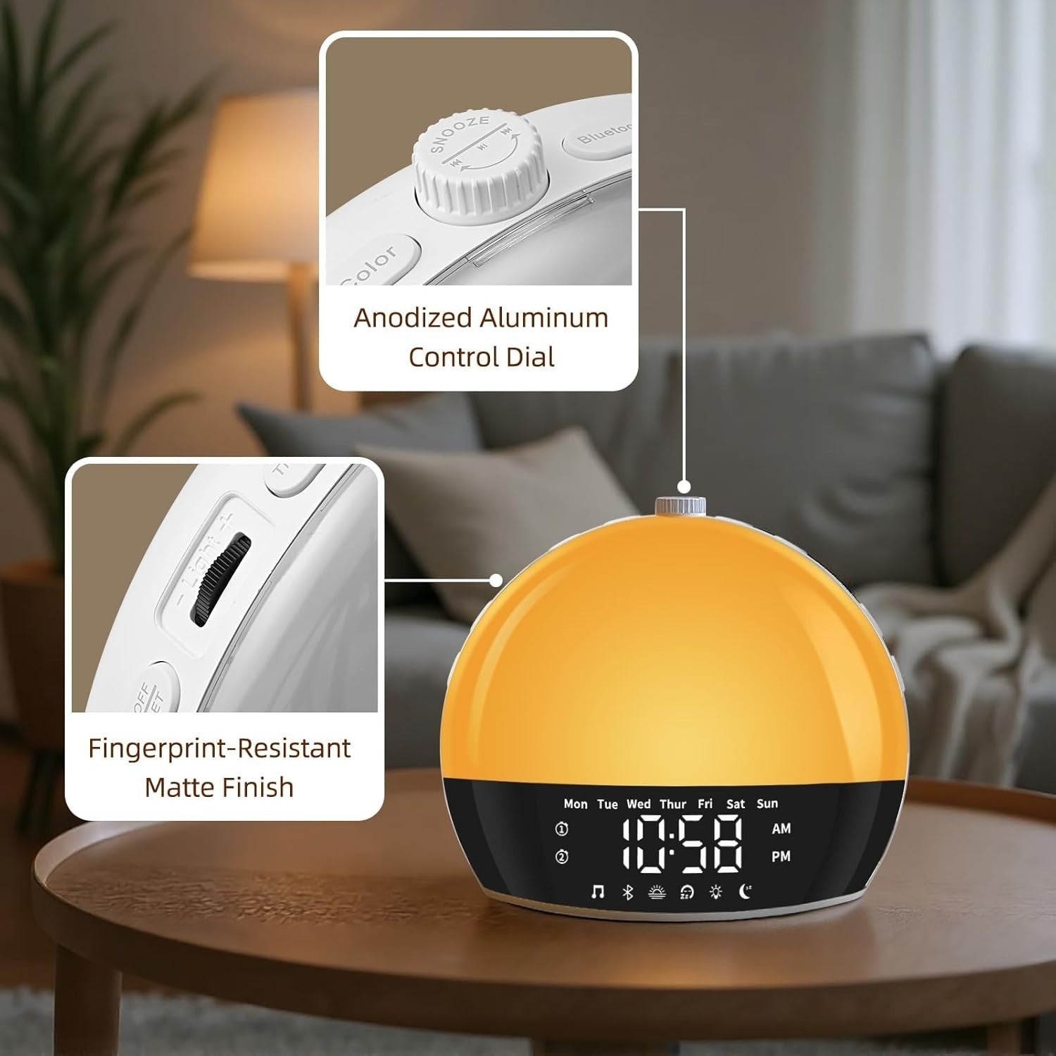 Sunrise Alarm Clock with White Noise Machine & 25 Soothing Sounds - Wake Light