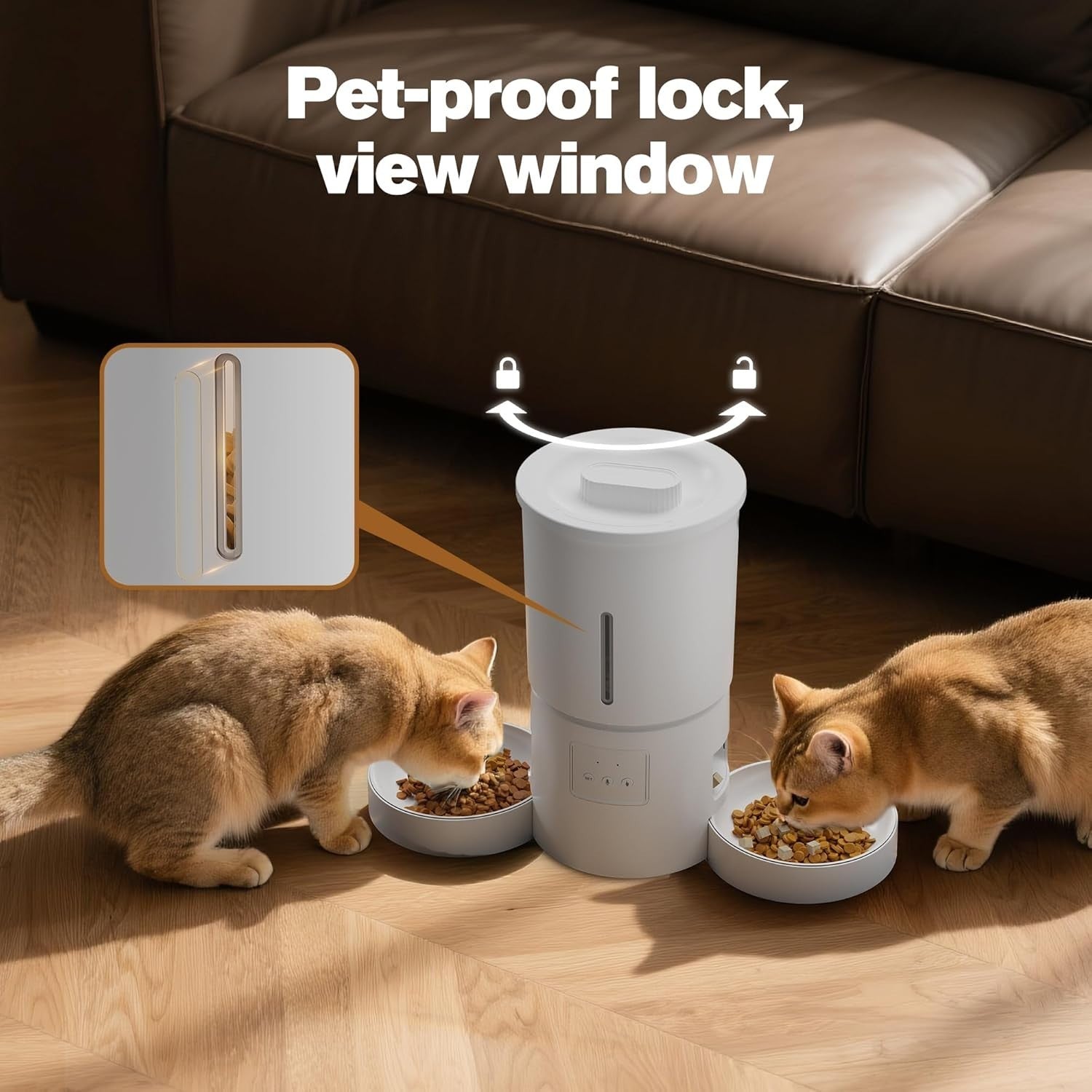 Automatic Cat Feeder 2 Bowls WiFi App Control 5L Timed Pet Food Dispenser