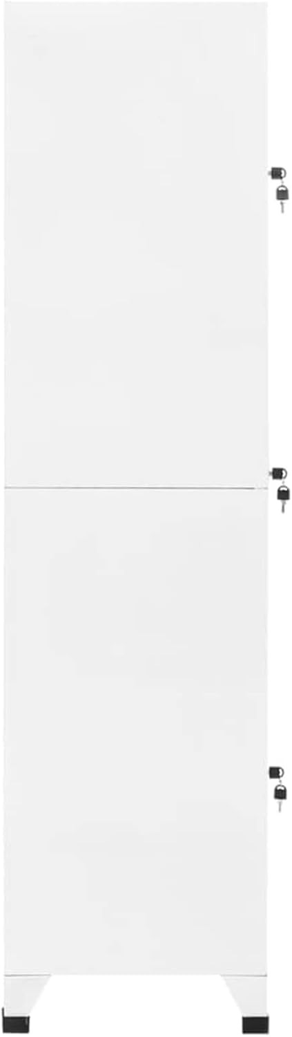 3 Door White Metal Locker Cabinet Lockable Storage Cupboard Office Gym 180cm