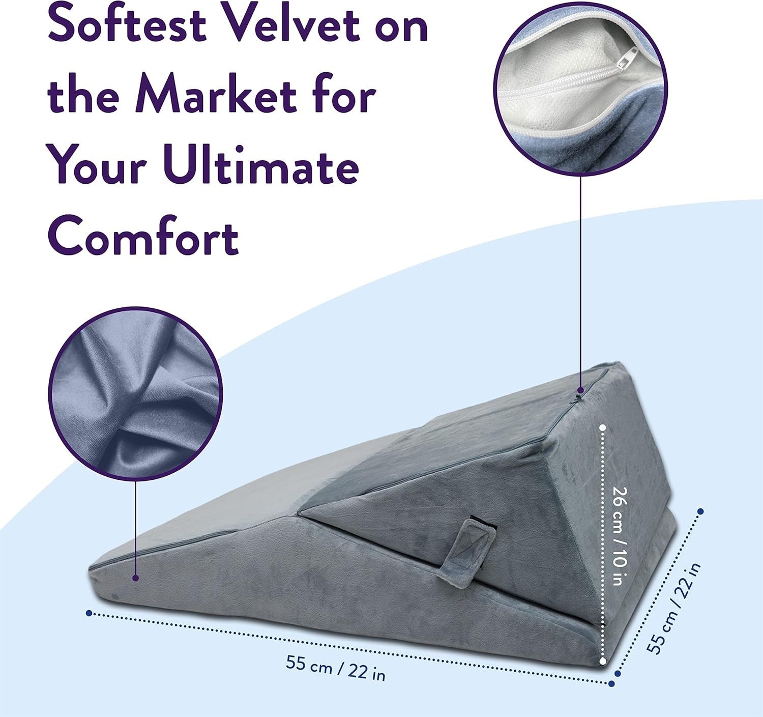 Orthopedic Bed Wedge Pillow 5-in-1 Memory Foam Adjustable Support