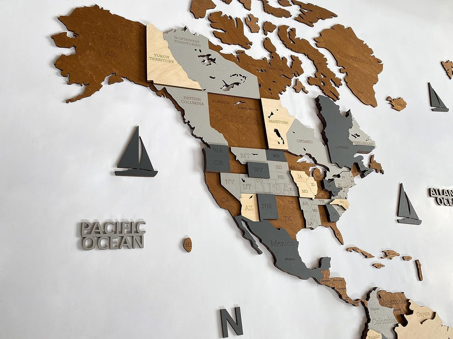 Large 3D Wooden World Map Wall Art Travel Decor Home Office 160cm