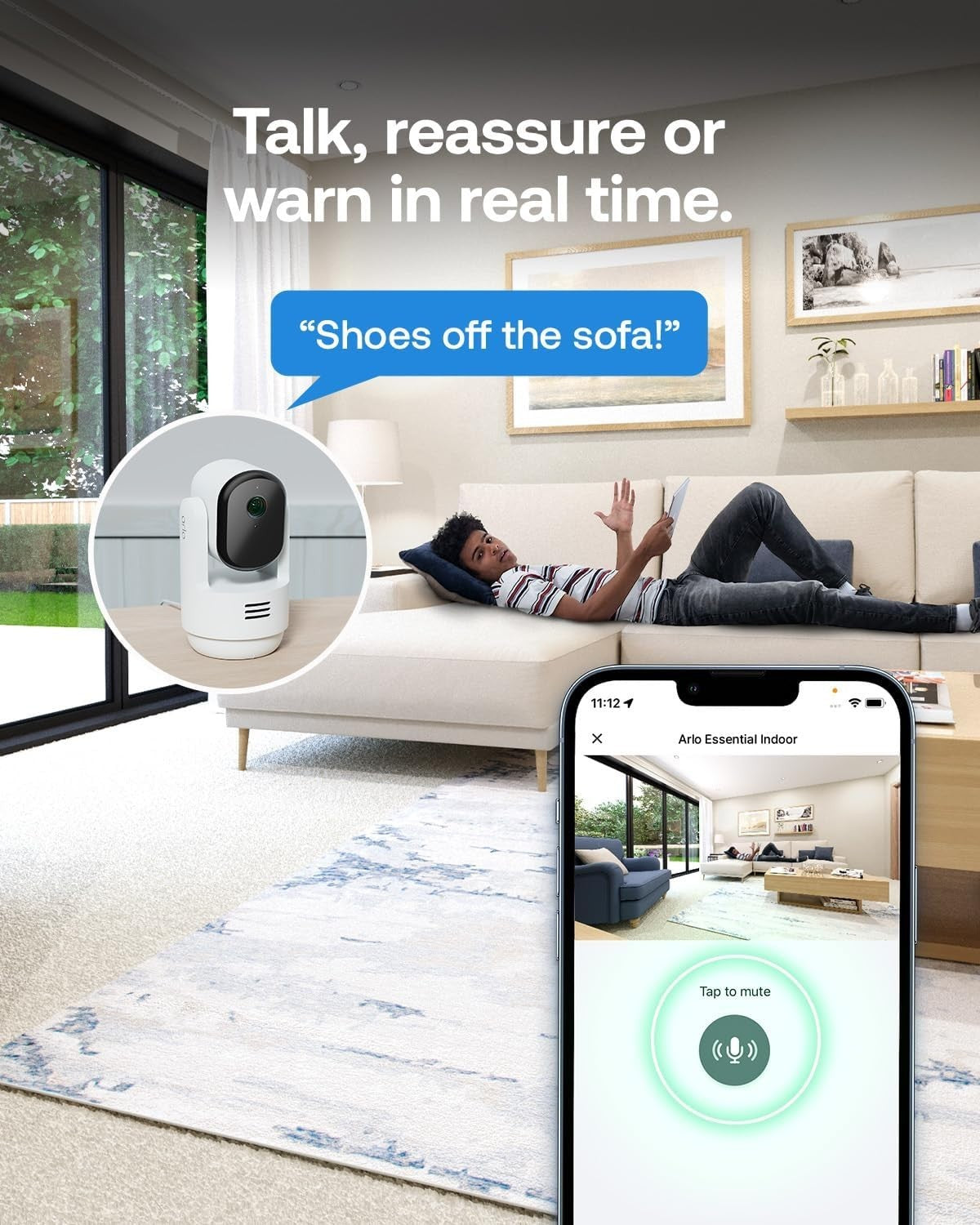 360° PTZ Indoor Security Camera HD Night Vision Motion Sound Alert