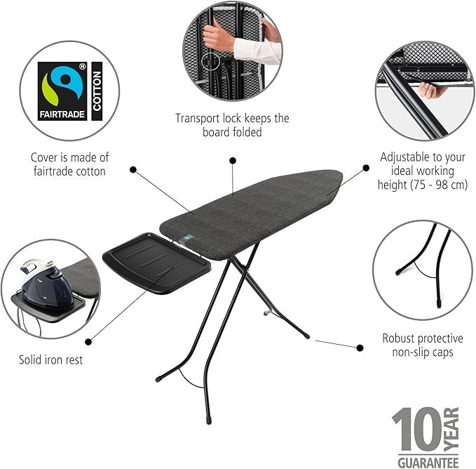Extra Large Ironing Board 124x45cm XL Steam Iron Rest Adjustable Height