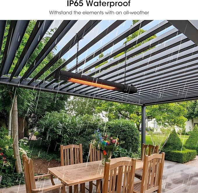 Wall Mounted Patio Heater 2000W Infrared Outdoor Indoor Fast Heating Remote