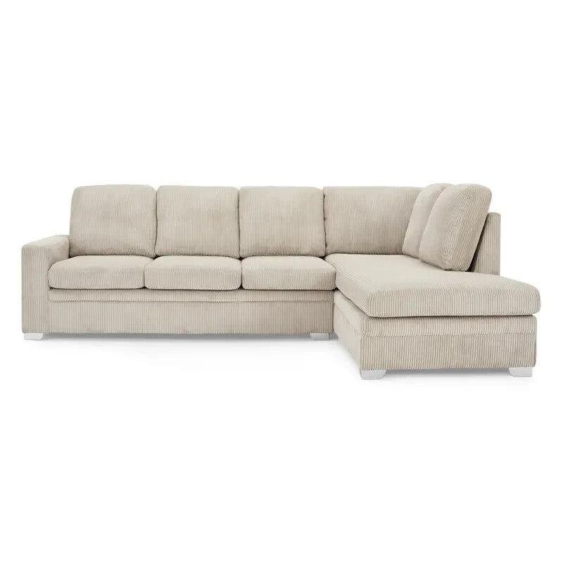 Right Hand Corner Sofa with Chaise Mocha Jumbo Cord 4 Seater UK Lounge