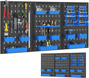 Black + Blue Wall-Mount Pegboard Kit 3 Boards with 26 Tool Accessories