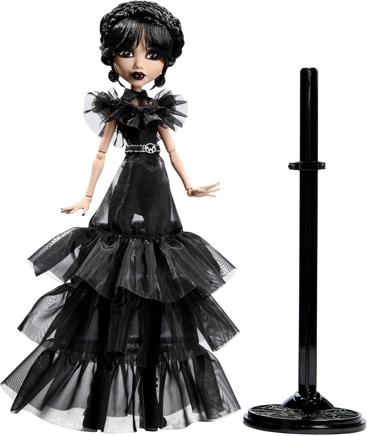 Gothic Black Gown Doll Collectible Dance Scene Outfit Display Stand