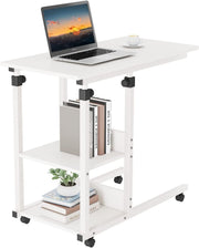 C Shaped Side Table Height Adjustable Sofa Bed Laptop Desk Wheels