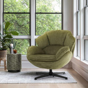 Swivel Accent Chair Tub Armchair Upholstered Reading Chair Metal Legs Green