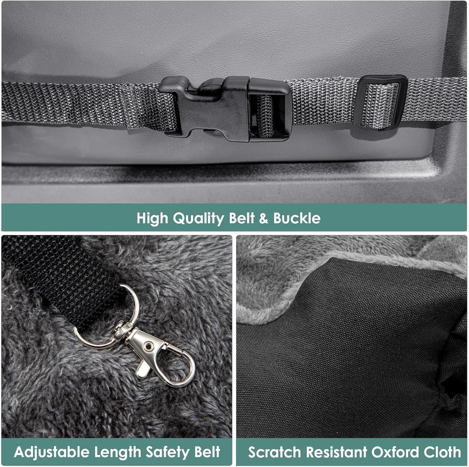 Dog Car Seat Booster Bed Travel Carrier Washable Safety Leash Black