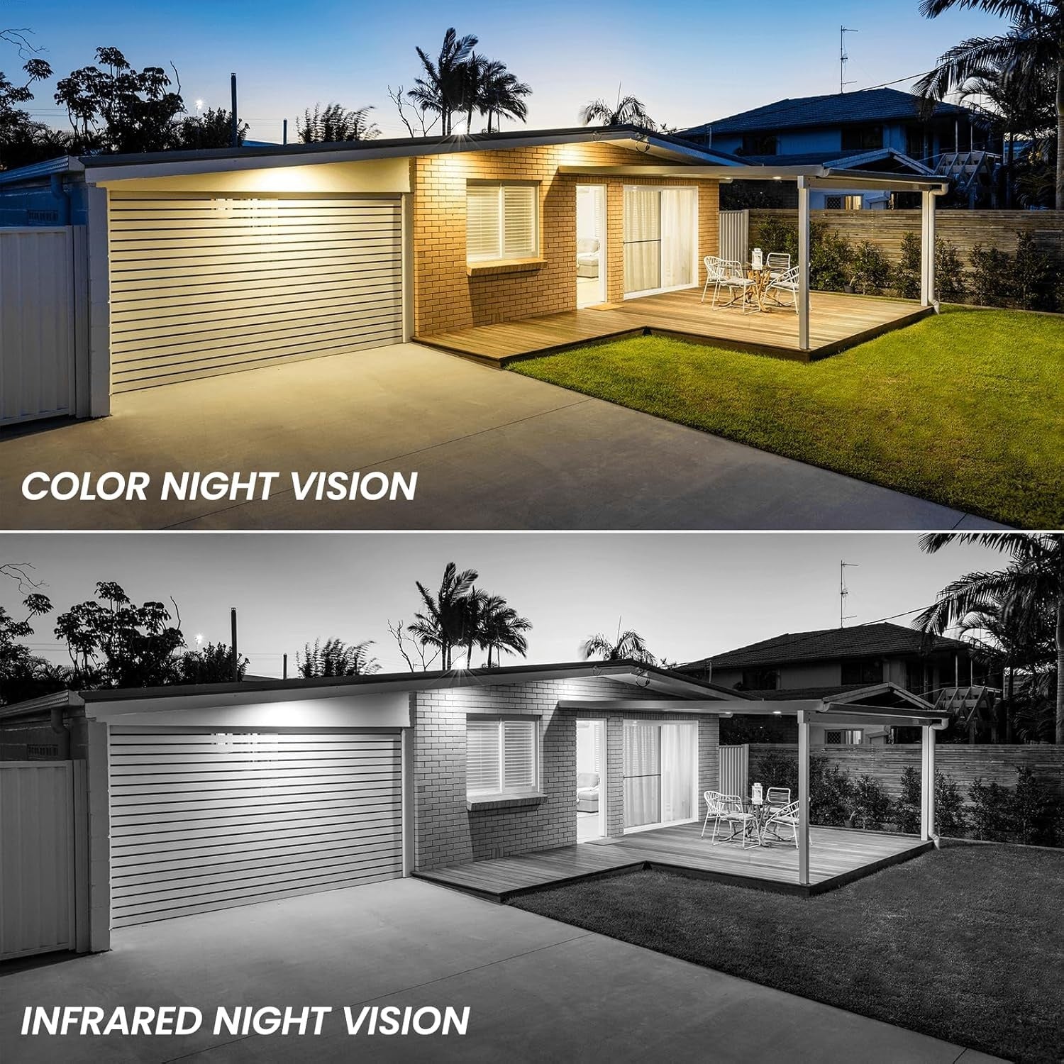 2 Pack Solar Wall Light Security Camera 2K Wireless PIR Night Vision