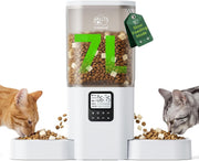 Timed Pet Feeder 2 Cats 7L Dual Bowl Slow Feed Portion Control