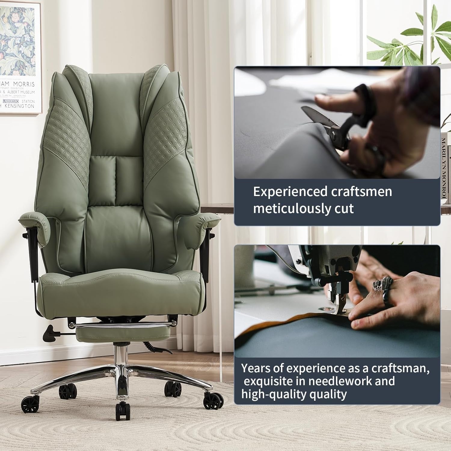 Oversized Office Chair Big & Tall Faux Leather Heavy Duty 400lb Capacity Swivel