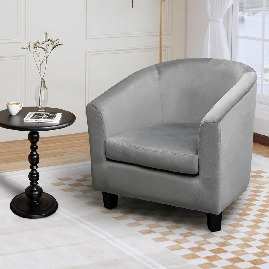 Velvet Tub Chair Accent Armchair Soft Foam Lounge Grey