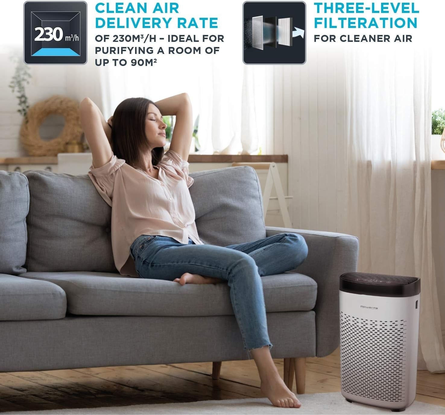 Air Purifier Home Office HEPA Carbon Filter Quiet Allergy CADR 230