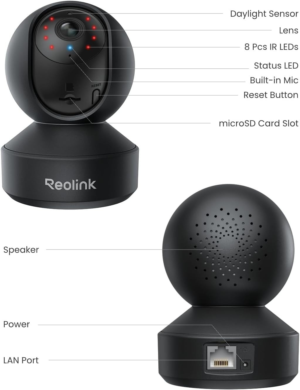 3K Indoor Security Camera 360° Auto Tracking Pet Baby Monitor WiFi