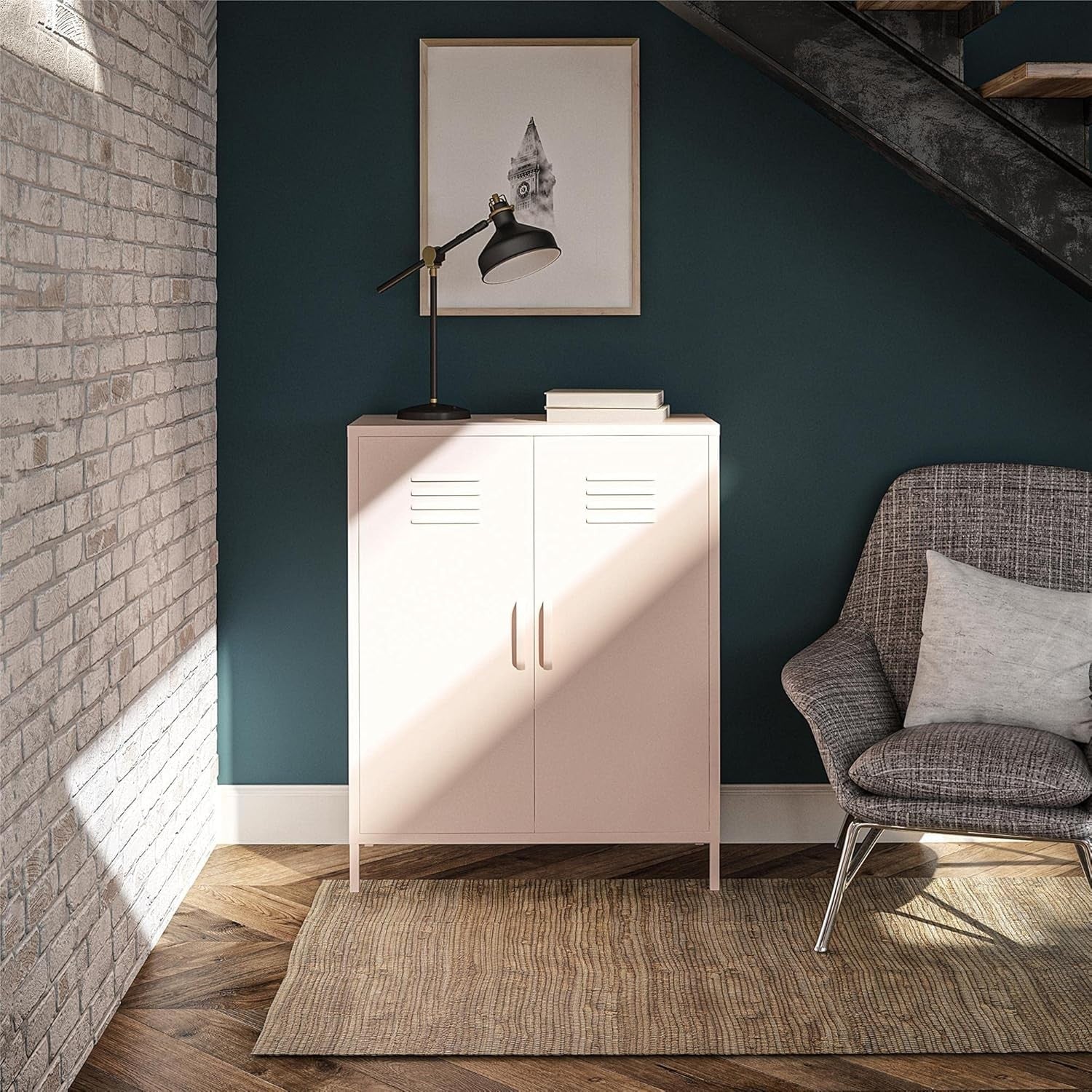 Modern Metal Storage Cabinet with 2 Doors & Adjustable Shelves, 80x40x102cm