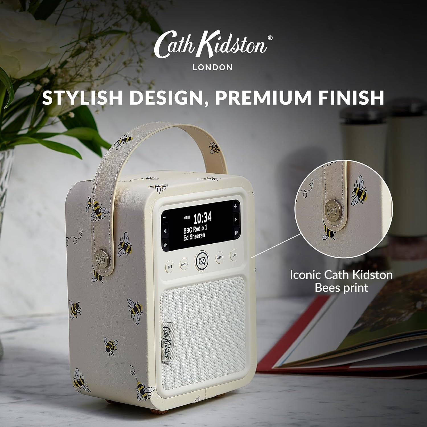 Portable DAB+/FM Radio Alarm Clock with Bluetooth & USB Charging
