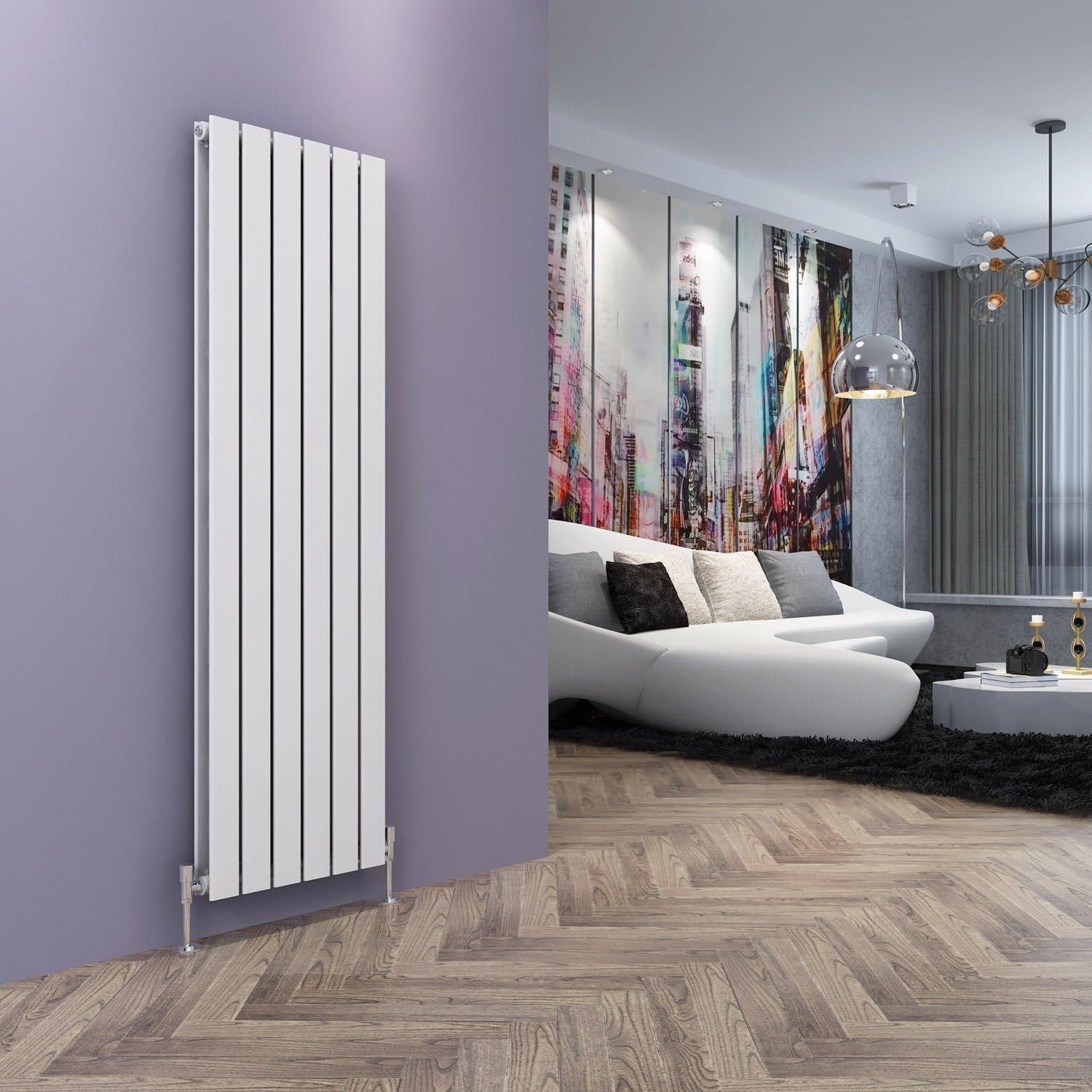 White Vertical Designer Radiator 1600x452mm Double Panel Central Heating