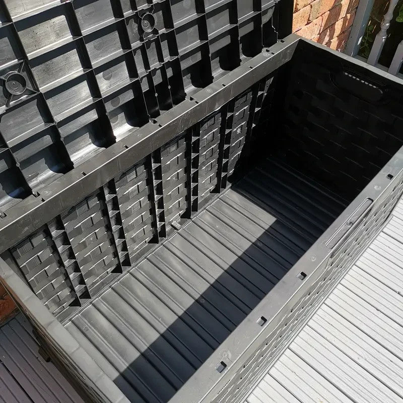 335L Outdoor Rattan Storage Box Bench Seat Black Waterproof Chest