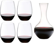 Crystal Wine Decanter 0.95L with 4 Stemless Glasses Modern Aerator Set