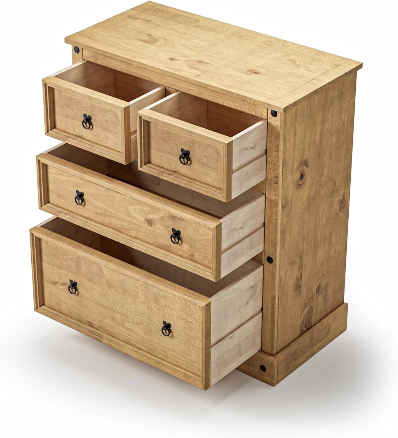 Solid Pine Wood Chest of Drawers 4-Drawer Storage Cabinet Rustic Bedroom