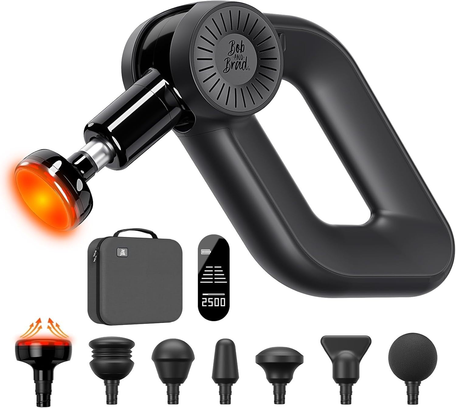 Heated Deep Tissue Massage Gun 16mm Percussion Muscle Therapy OLED 8 Heads