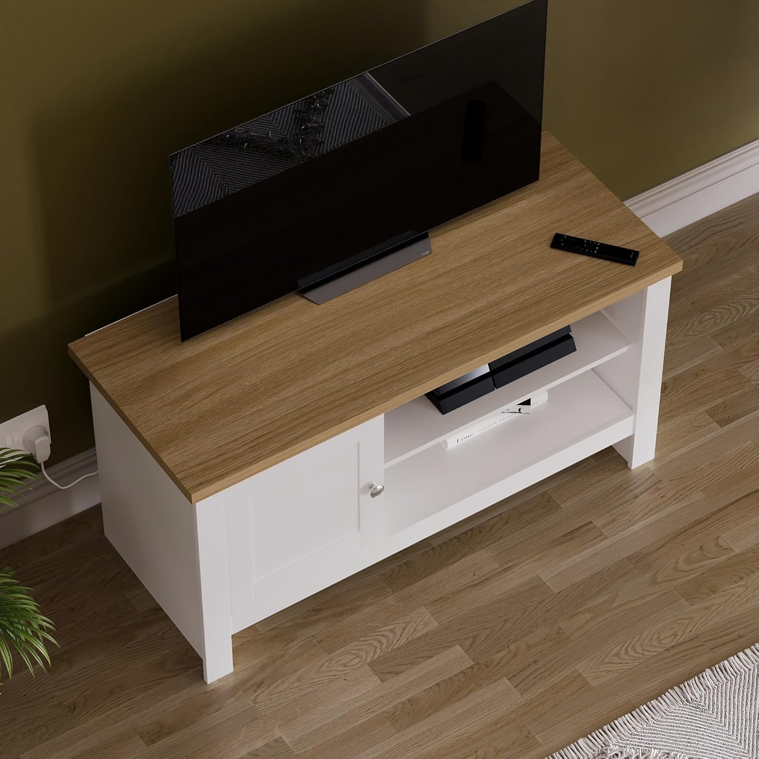 Modern White TV Cabinet Stand 1 Door Storage Unit Entertainment Console
