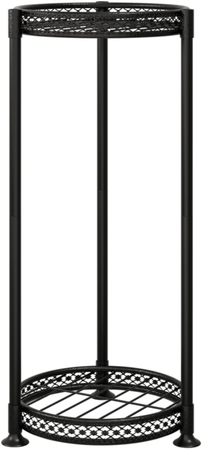 2 Tier Metal Plant Stand Indoor Outdoor Round Flower Rack for Patio Balcony
