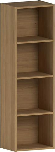 4 Tier Oak Wooden Cube Bookcase Small Storage Shelf for Living Room Office