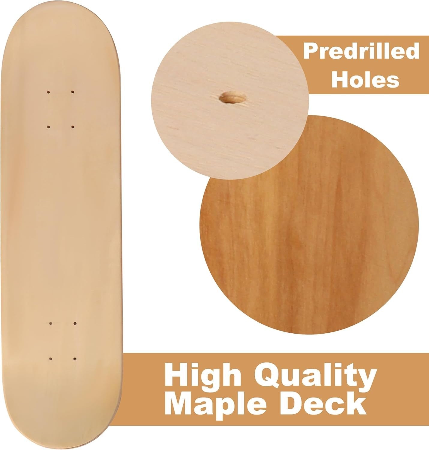 2 Pack Maple Skateboard Decks 31x8 Blank Wood 7 Ply Adult Beginner