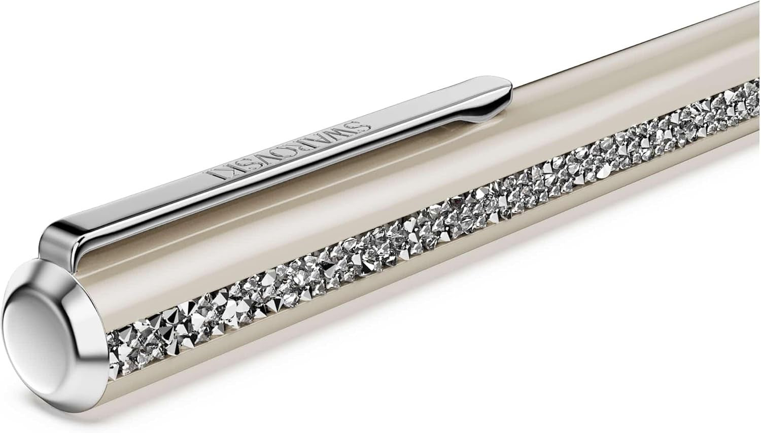 Beige Crystal Ballpoint Pen Black Ink Twist Mechanism Gift