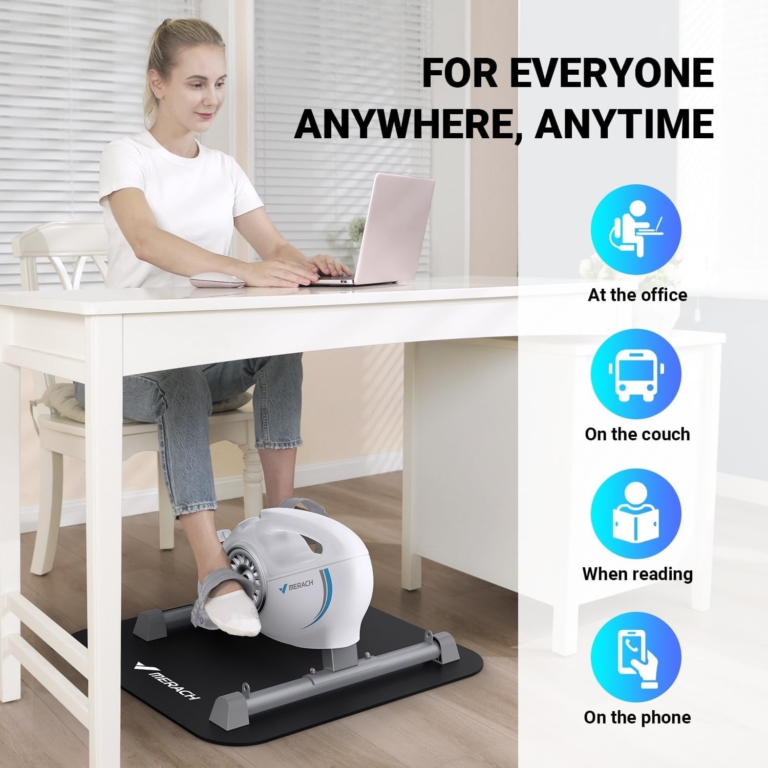 Quiet Magnetic Under Desk Pedal Exerciser LCD 16 Resistance Levels