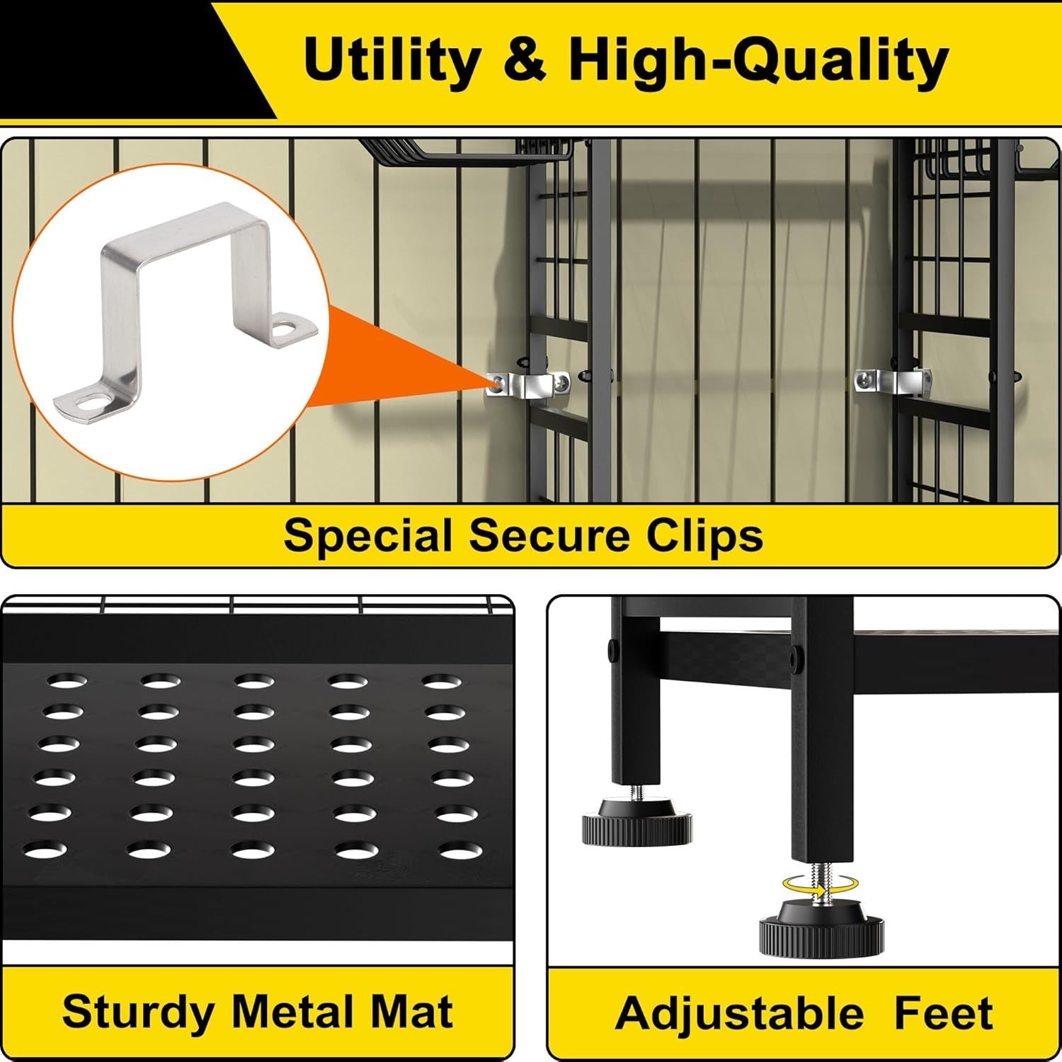 3-Tier Garden Tool Rack Metal Shed Storage Organizer Heavy Duty Black