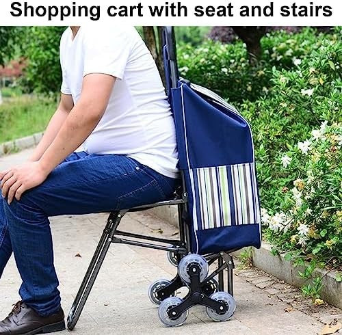 Multifunctional 2-in-1 Stair Climbing Shopping Trolley with Foldable Seat