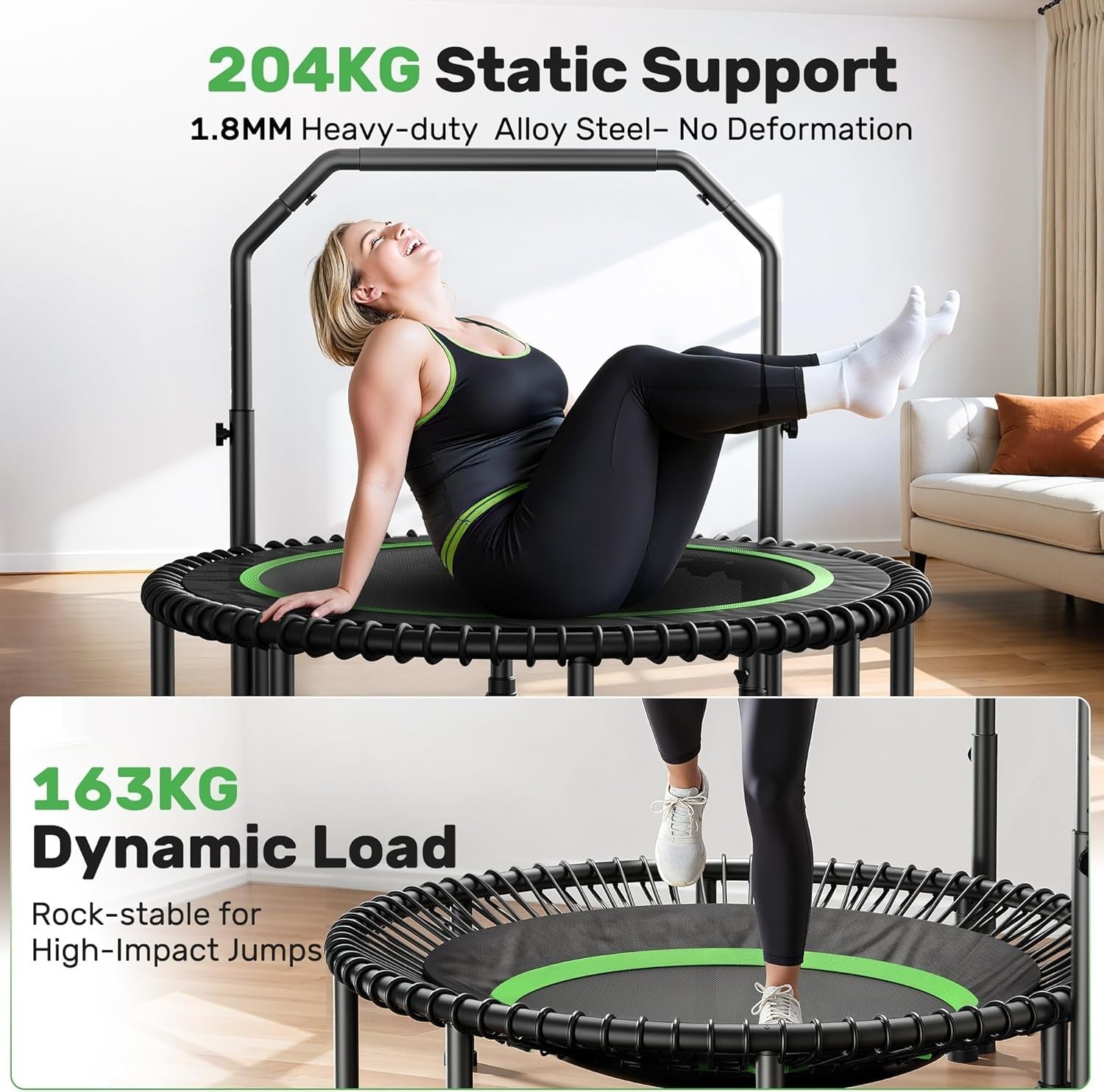 48in Heavy Duty Foldable Rebounder Trampoline Silent Bungee 250KG