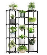 Tall Black Wooden Plant Stand Indoor Outdoor Multi-Shelf Flower Rack